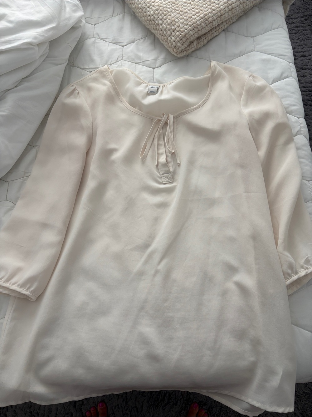 Old Navy Cream Blouse with Rounded Neckline